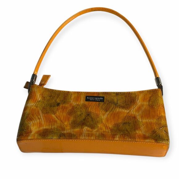 KATE SPADE NEW YORK Amber Leaf Embossed Patent Shoulder Bag - Picture 1 of 6